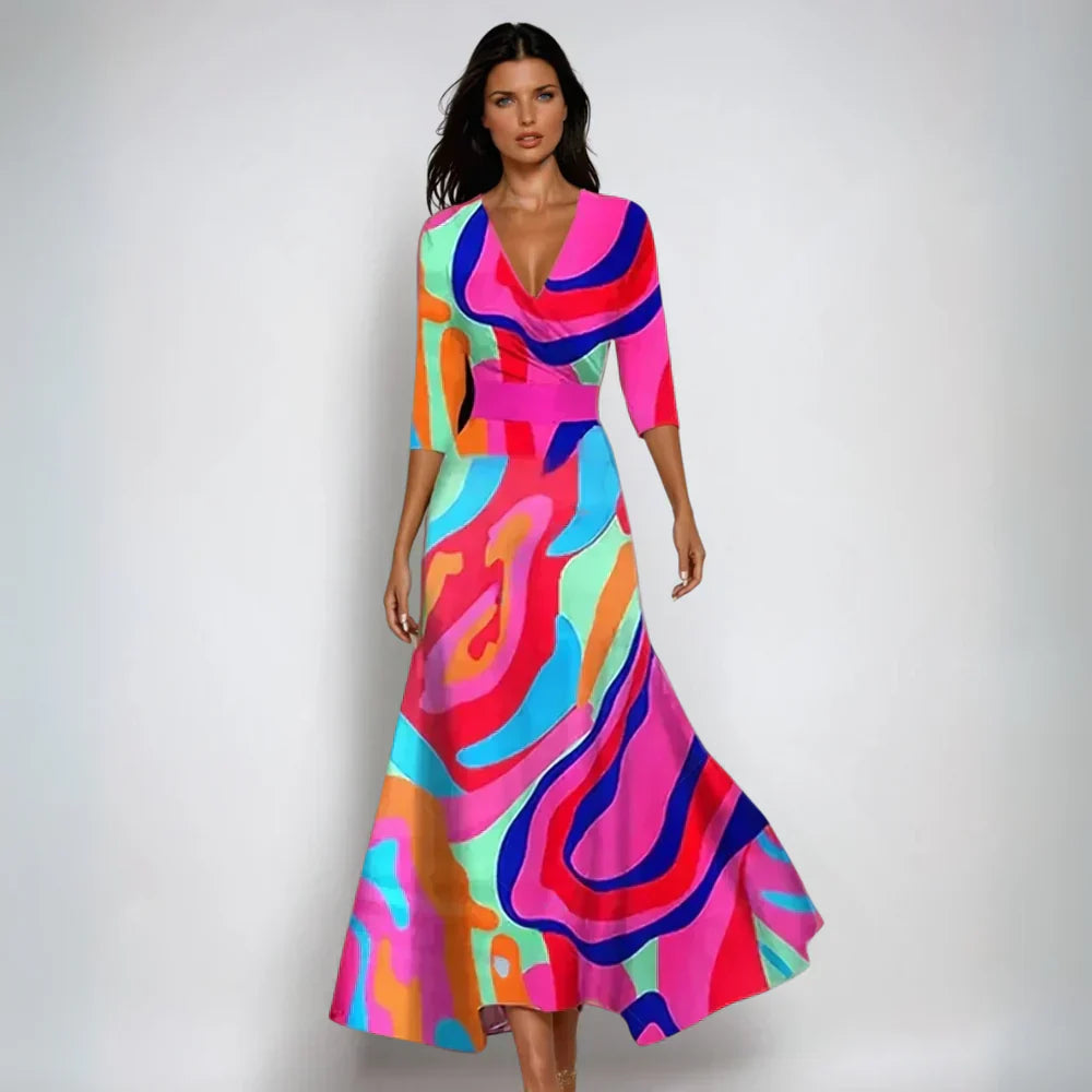 Elegant Floral Wrap Maxi Dress for Summer