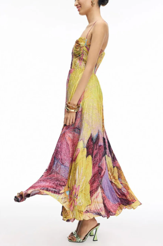 Floral Print Dress with V-Neck and Short Sleeves for Women