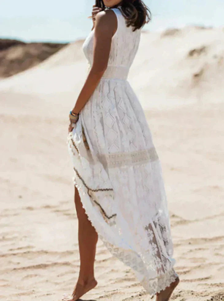 Women's Boho Lace Dress Sleeveless A-Line Summer Beach Casual Wear