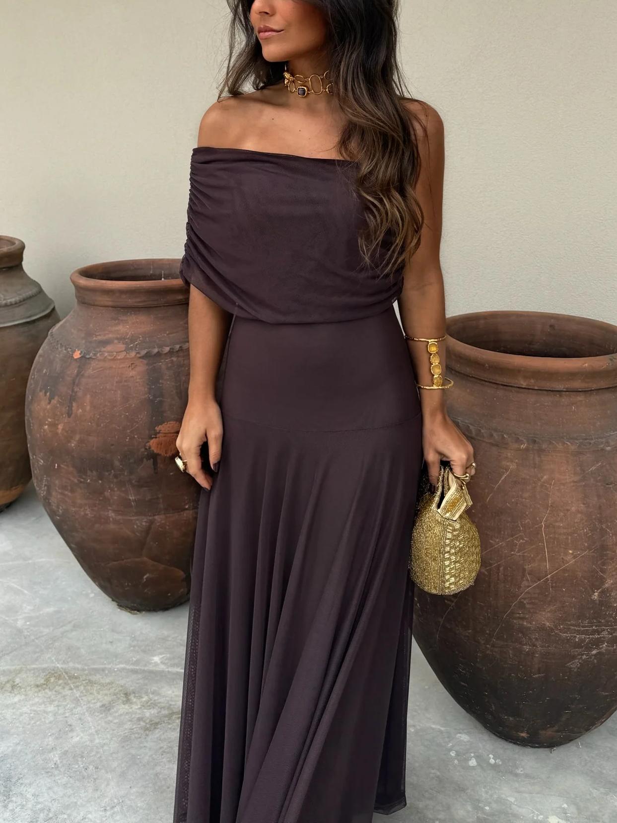 Women's Casual V-Neck Dress with Short Sleeves and Flared Skirt