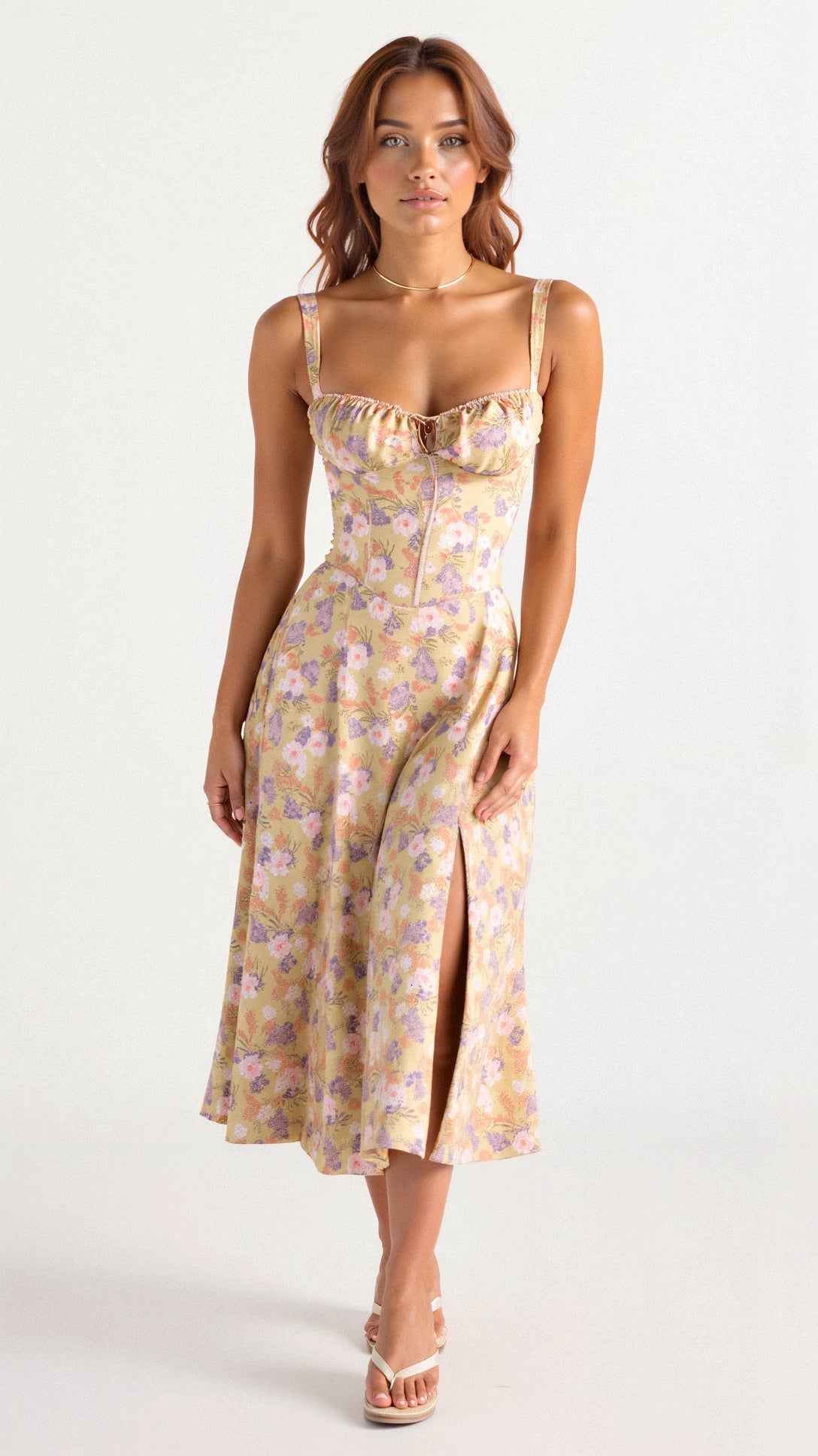 Women’s Corset Midi Dress with Straps