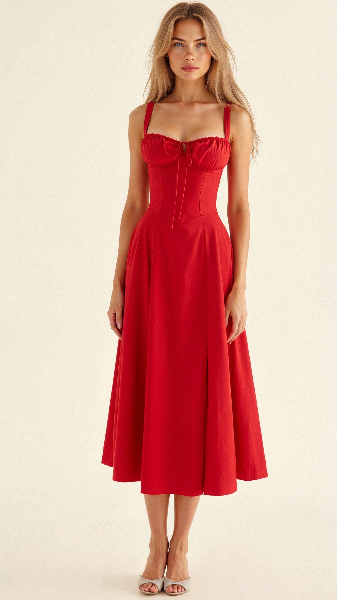 Women’s Corset Midi Dress with Straps