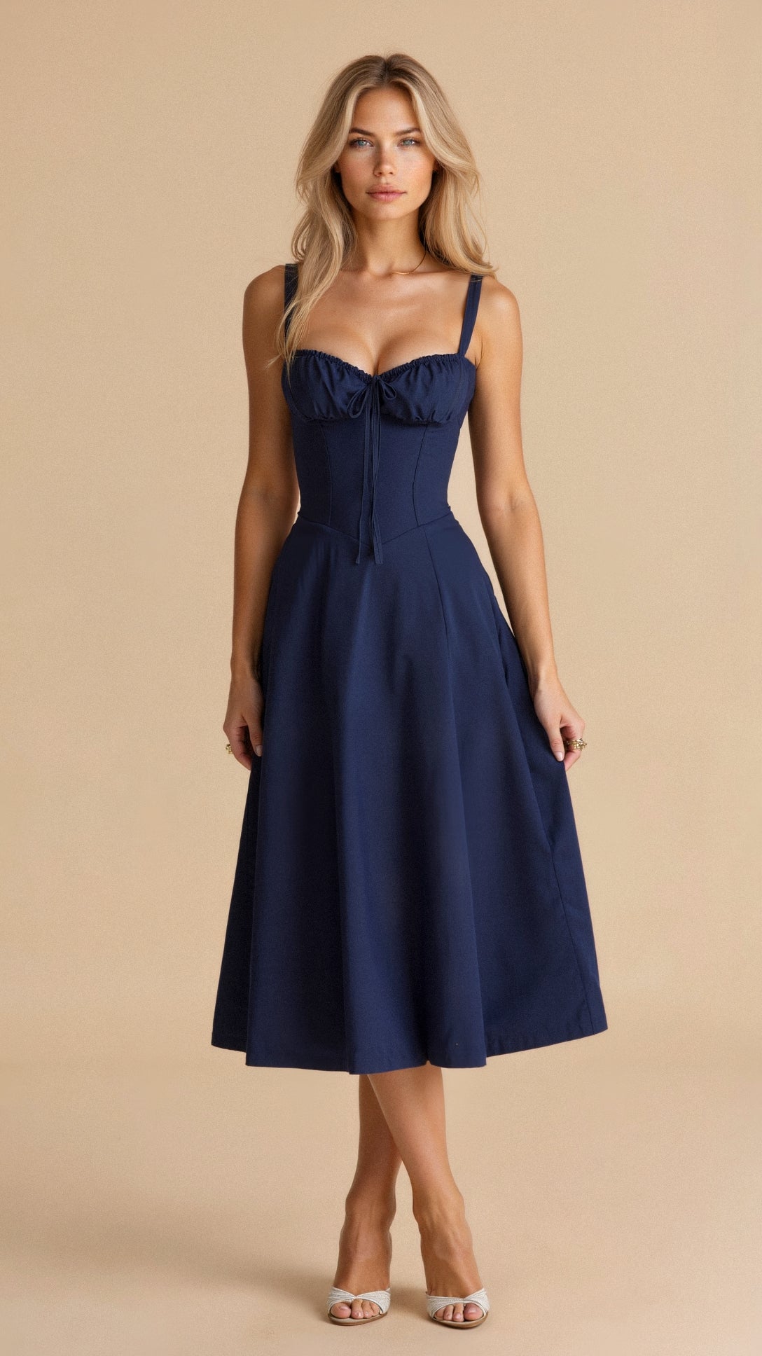 Women’s Corset Midi Dress with Straps