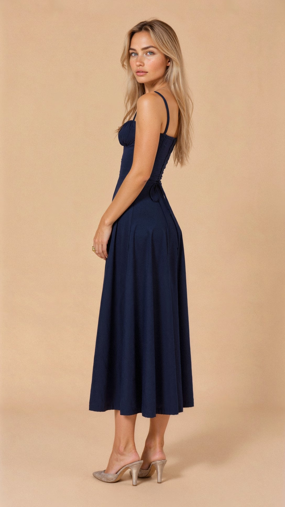 Women’s Corset Midi Dress with Straps