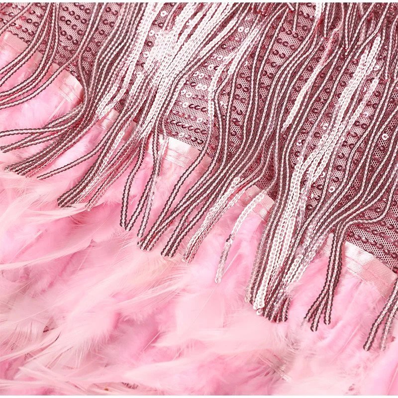 Women's Feather Mini Dress Short Partywear Evening Dress
