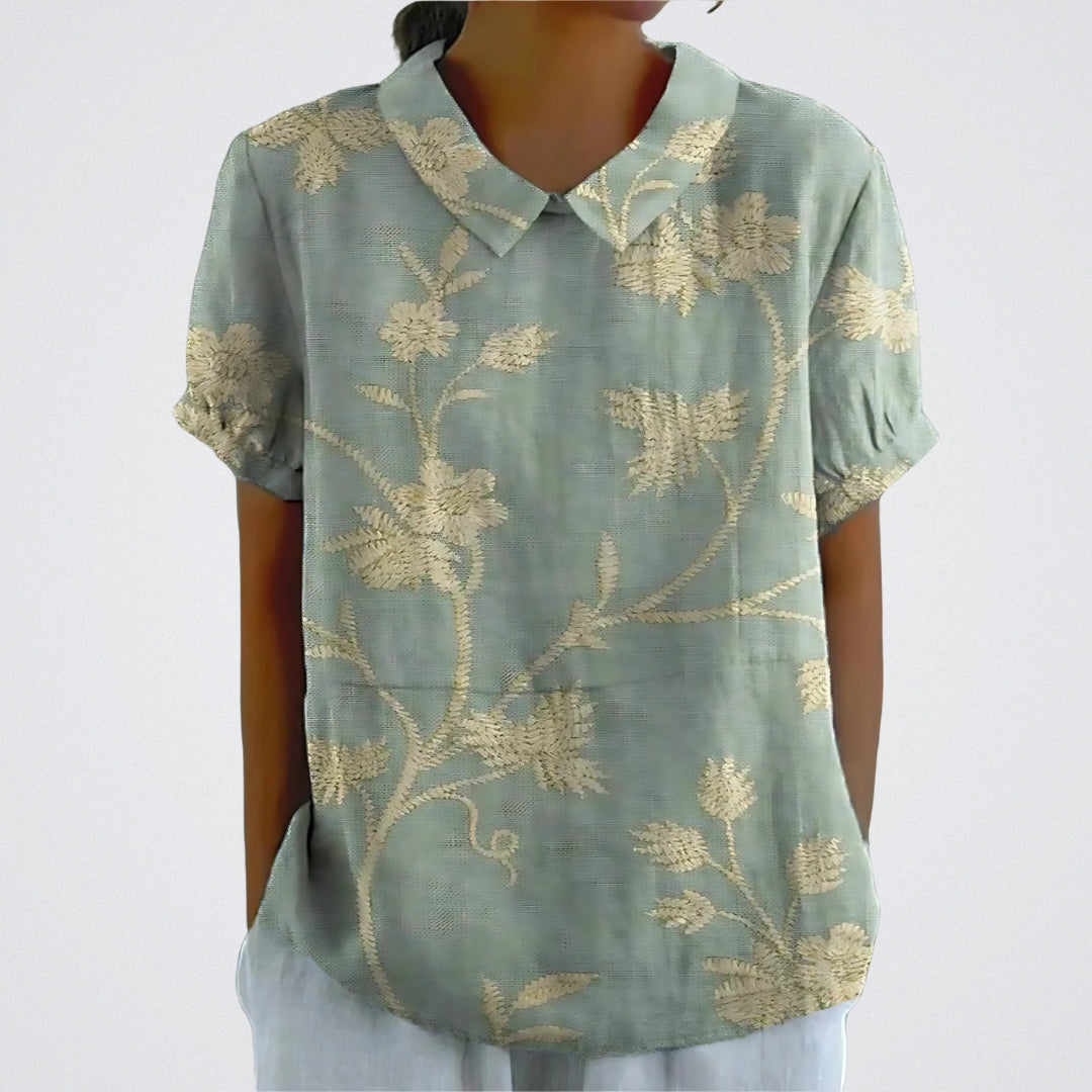 Women's Linen Short Sleeve Blouse Lightweight Summer Top