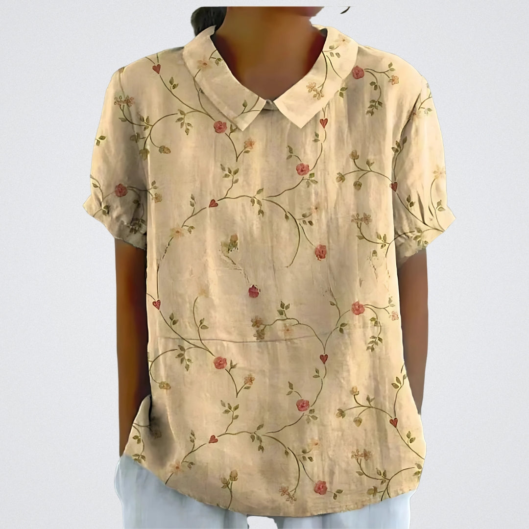Women's Linen Short Sleeve Blouse Lightweight Summer Top