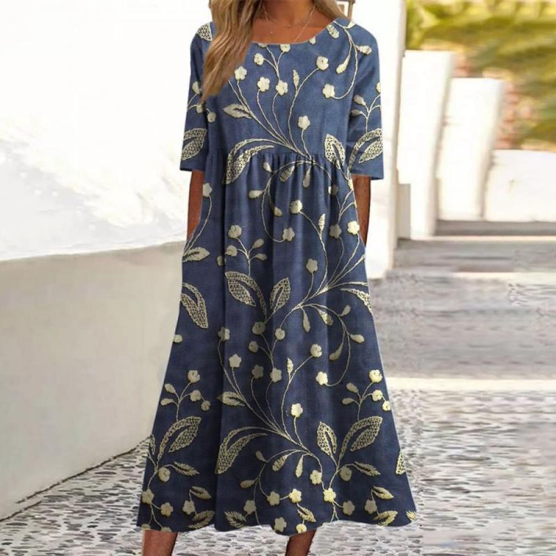 Women’s Maxi Dress with Embroidery – Floral Style