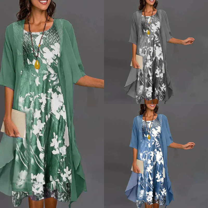 Women’s Mini Dress with Floral Print and Blazer