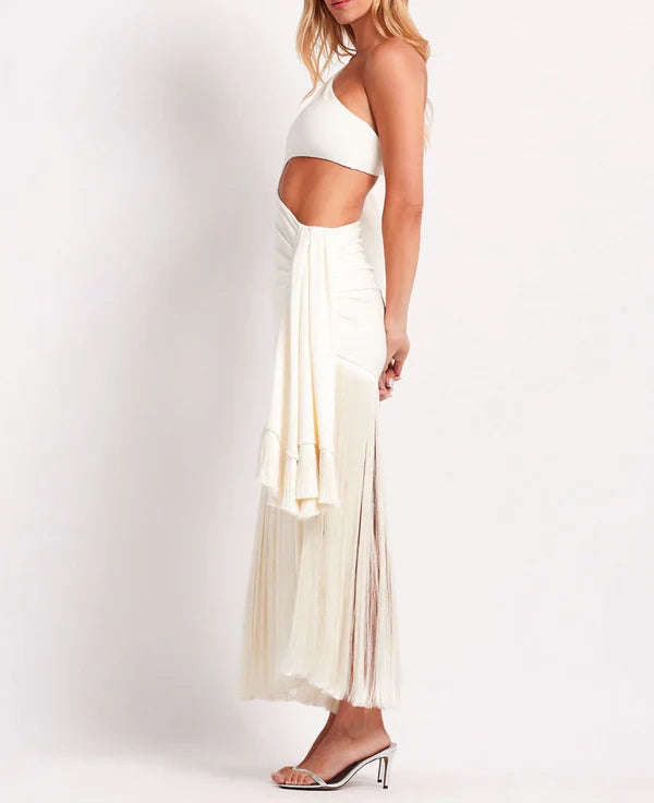 Women's Sleeveless Cut-Out Evening Dress with Side Slit