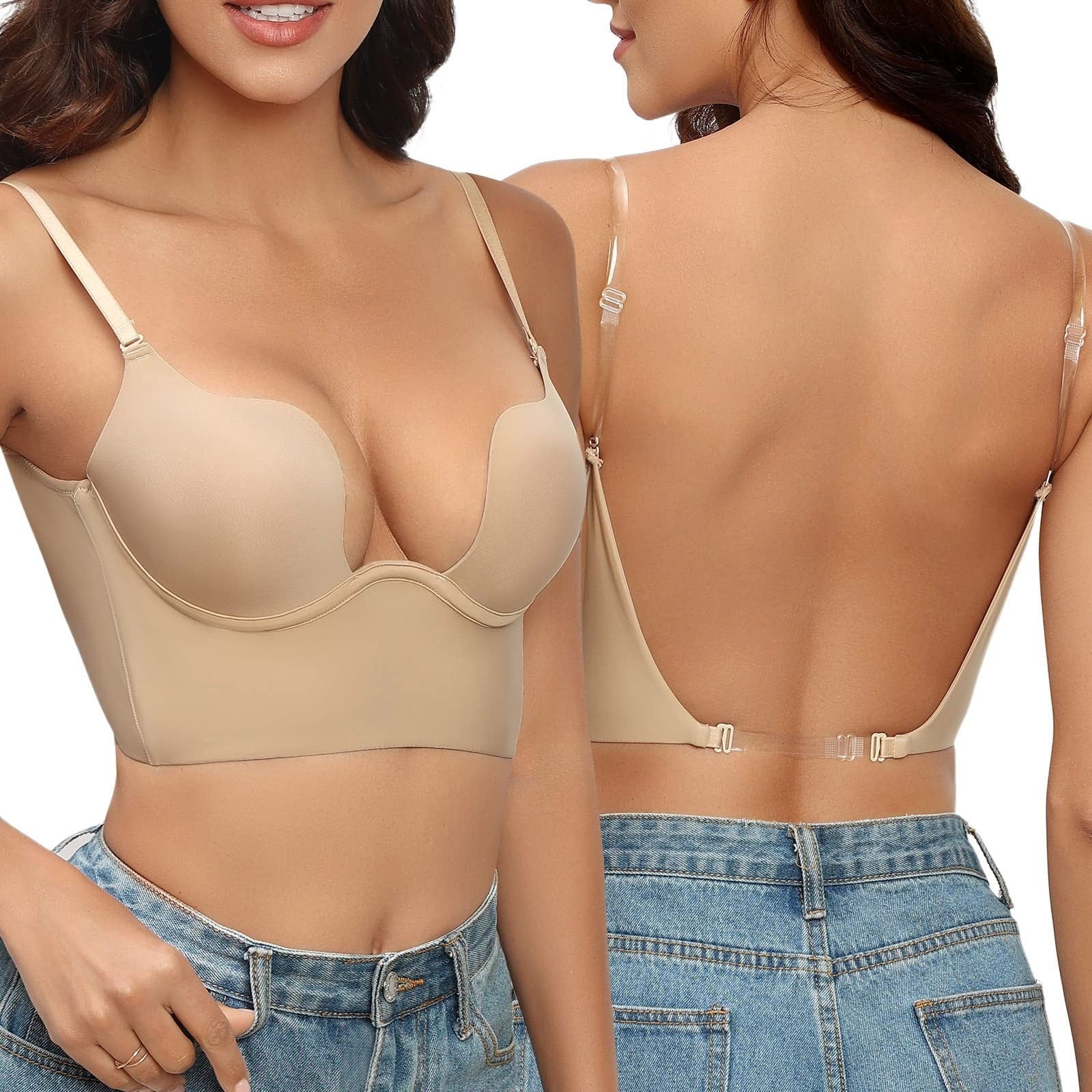 Women's Strap-Free Backless Bra with Invisible Support Design