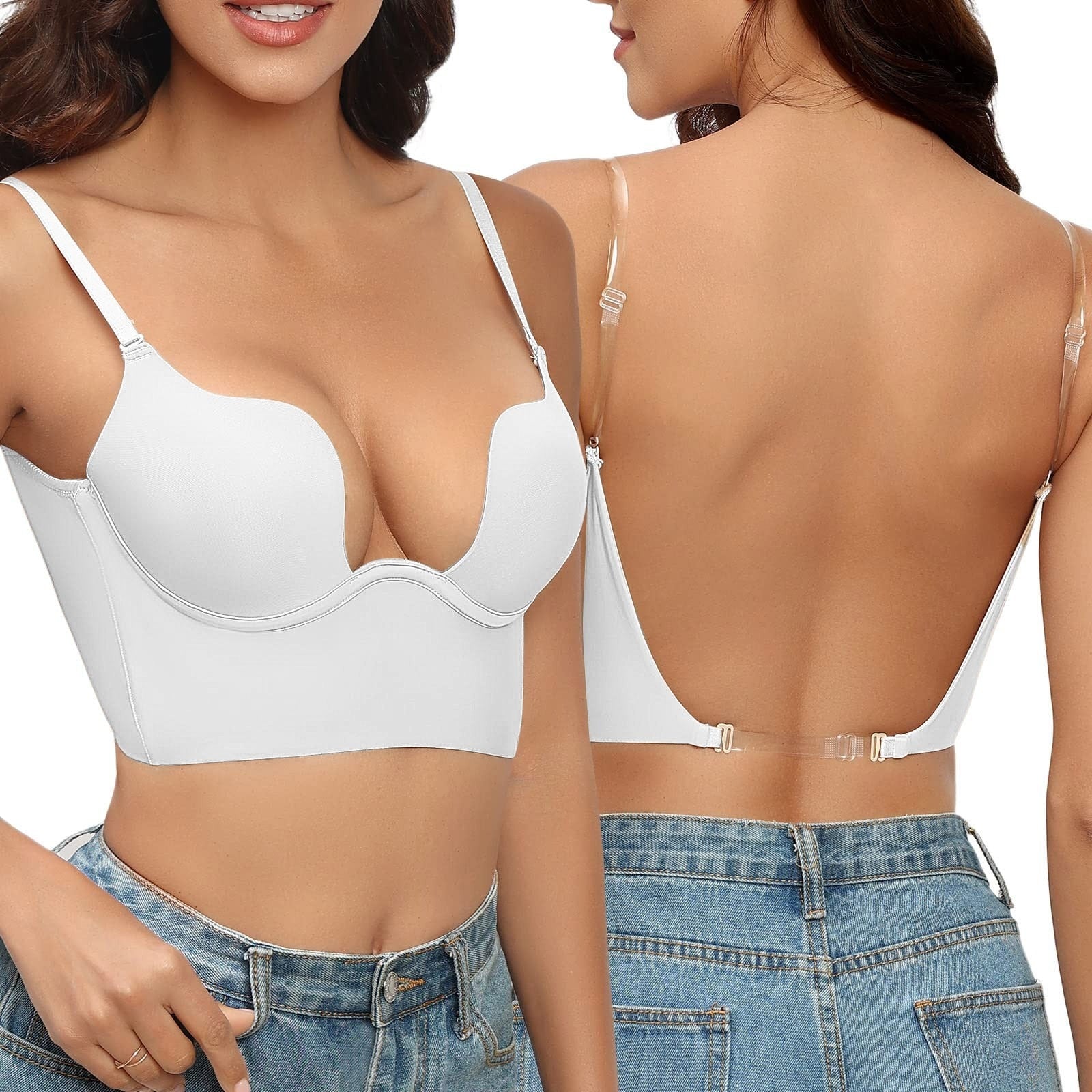 Women's Strap-Free Backless Bra with Invisible Support Design