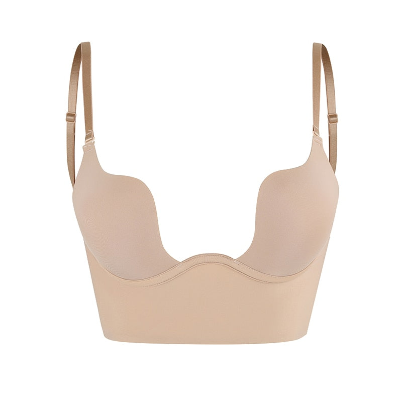 Women's Strap-Free Backless Bra with Invisible Support Design