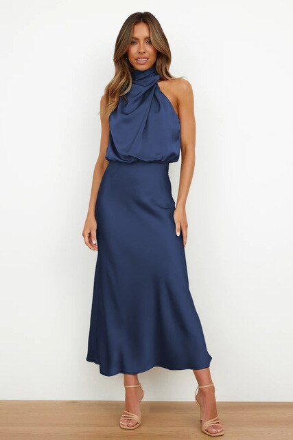Women's V-Neck Cocktail Dress with Sleeveless Fit for Evening Wear