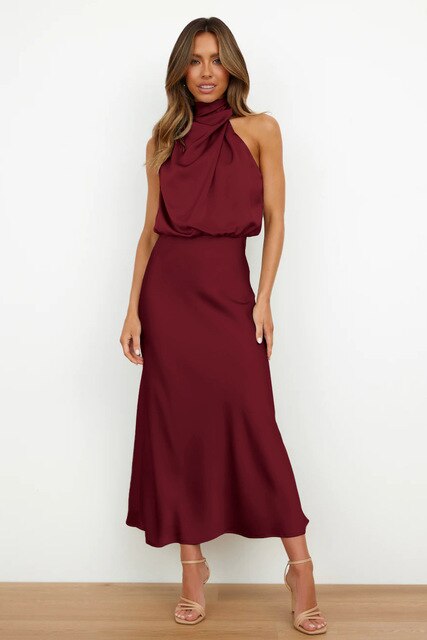 Women's V-Neck Cocktail Dress with Sleeveless Fit for Evening Wear