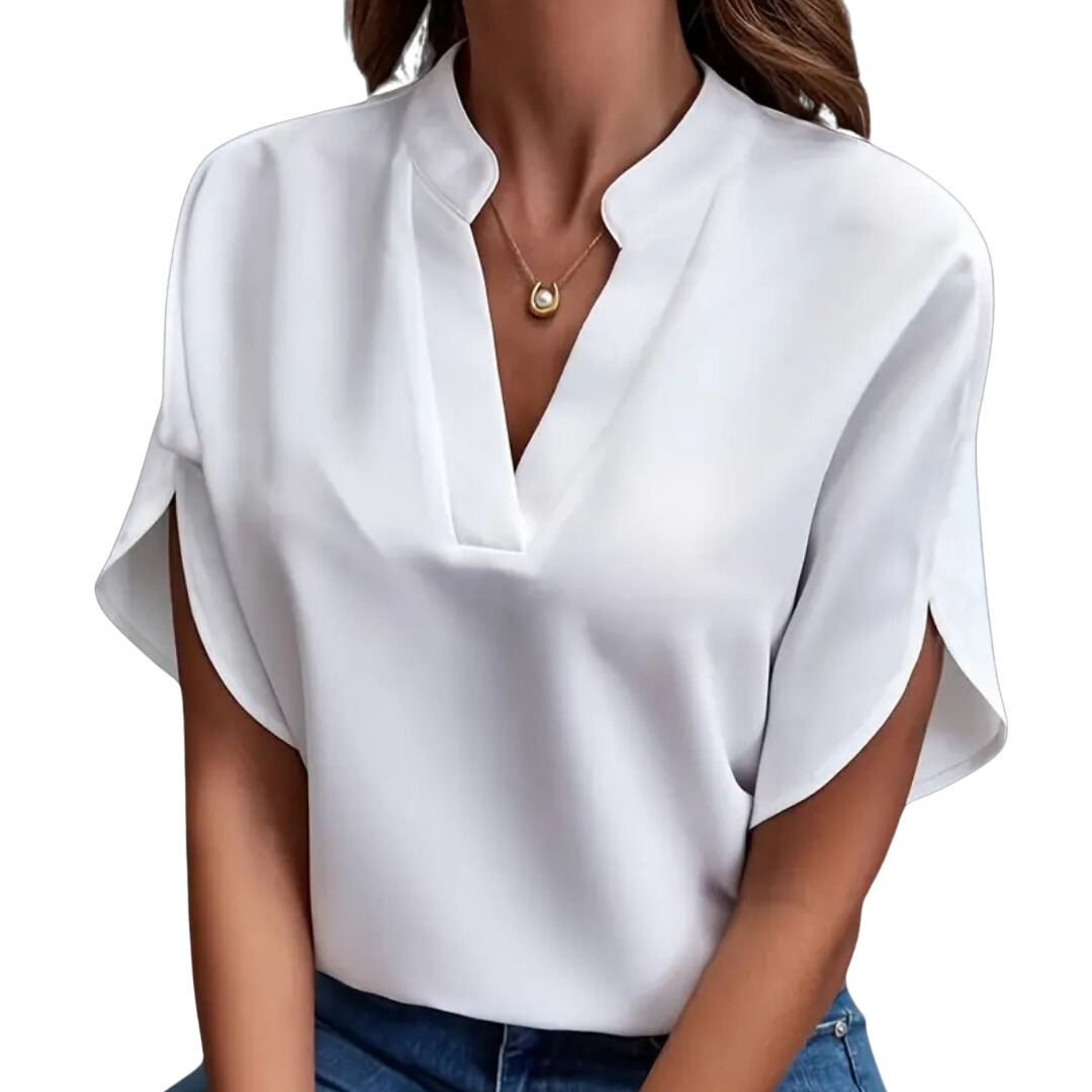 Coco Gianna | Lightweight Blouse with V-Neck and Sleeves