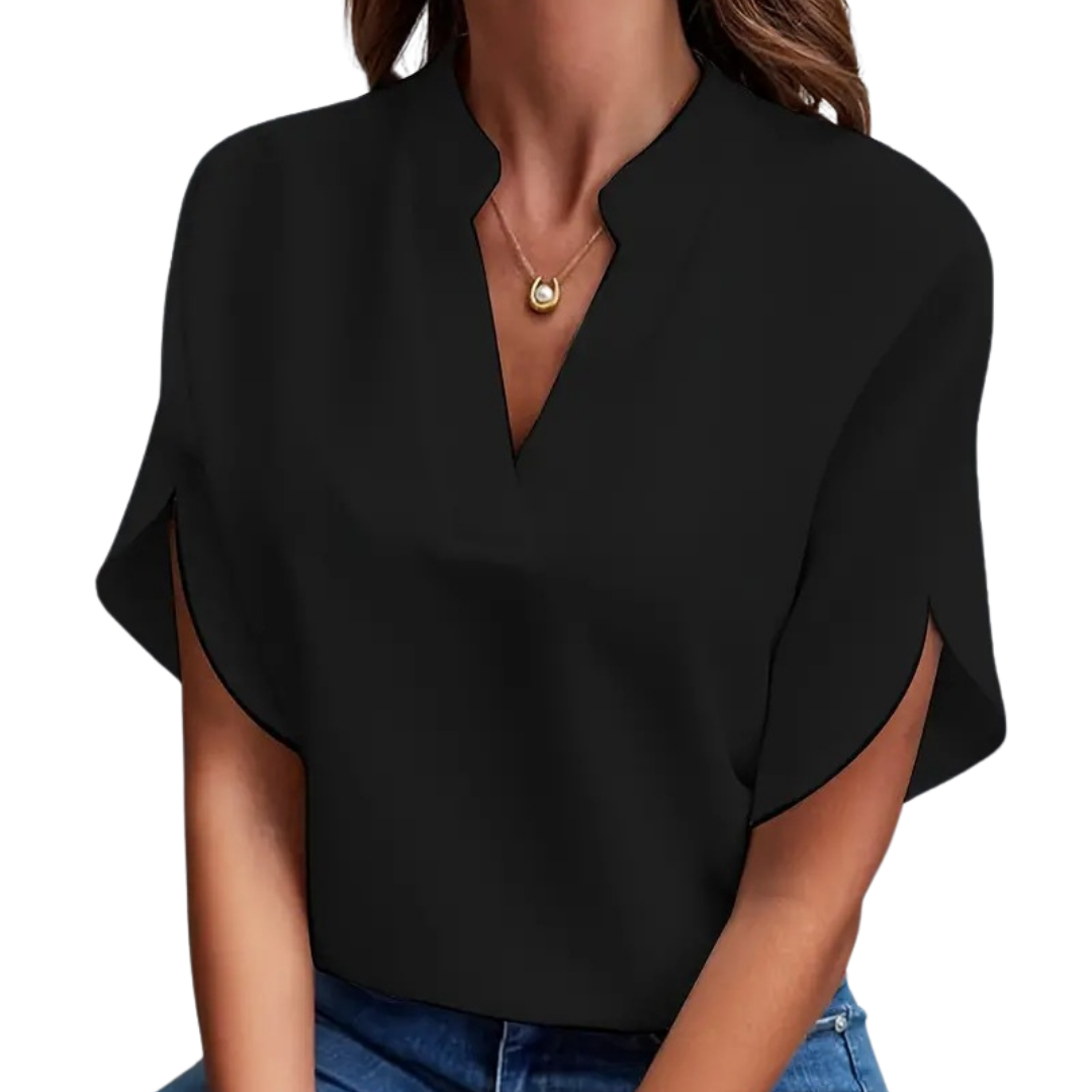 Coco Gianna | Lightweight Blouse with V-Neck and Sleeves