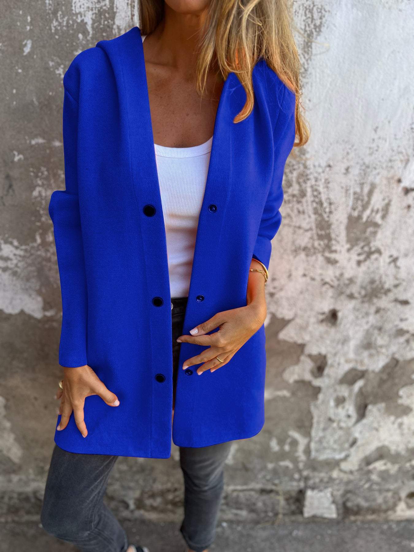 ELISA | Casual single-breasted blazer with hoodie