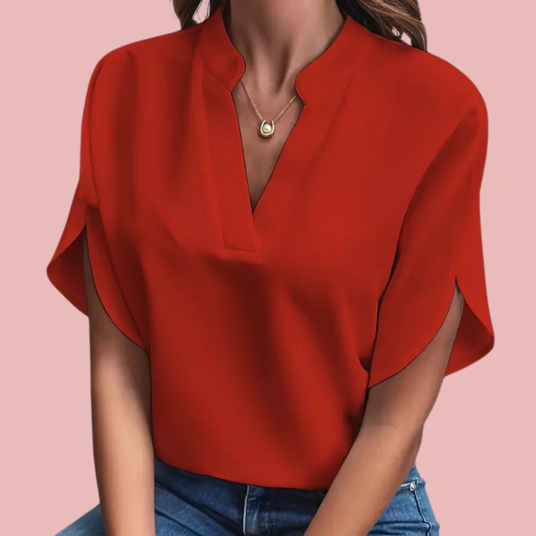 Coco Gianna | Lightweight Blouse with V-Neck and Sleeves