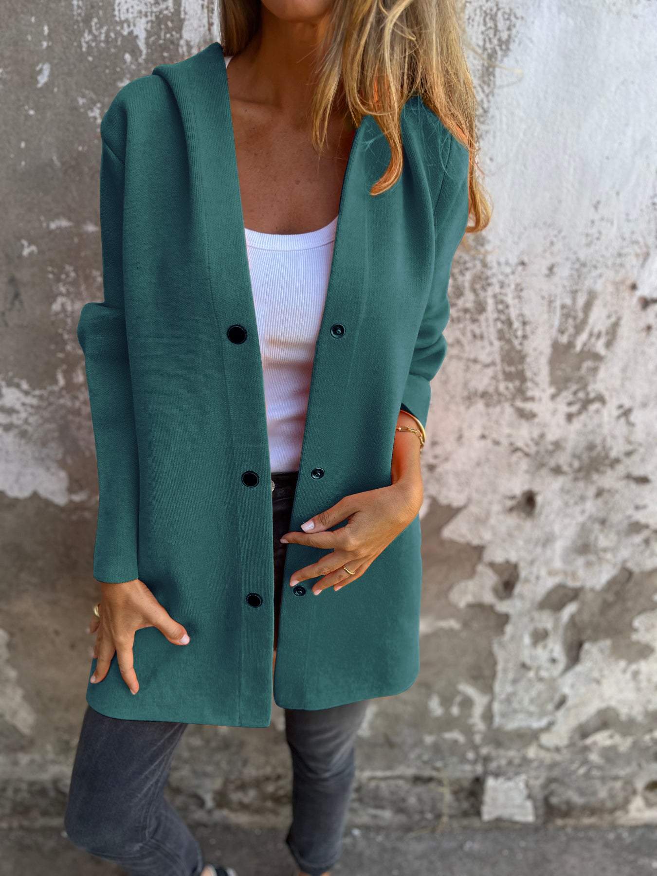 ELISA | Casual single-breasted blazer with hoodie