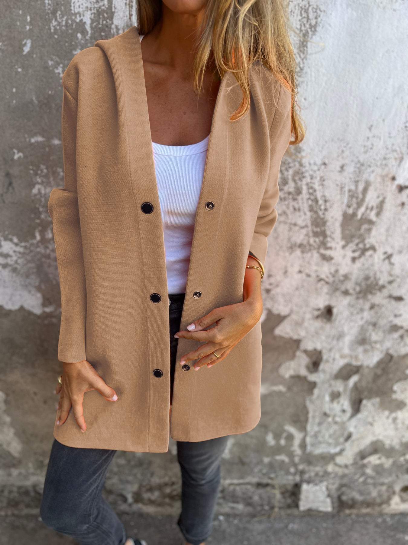 ELISA | Casual single-breasted blazer with hoodie