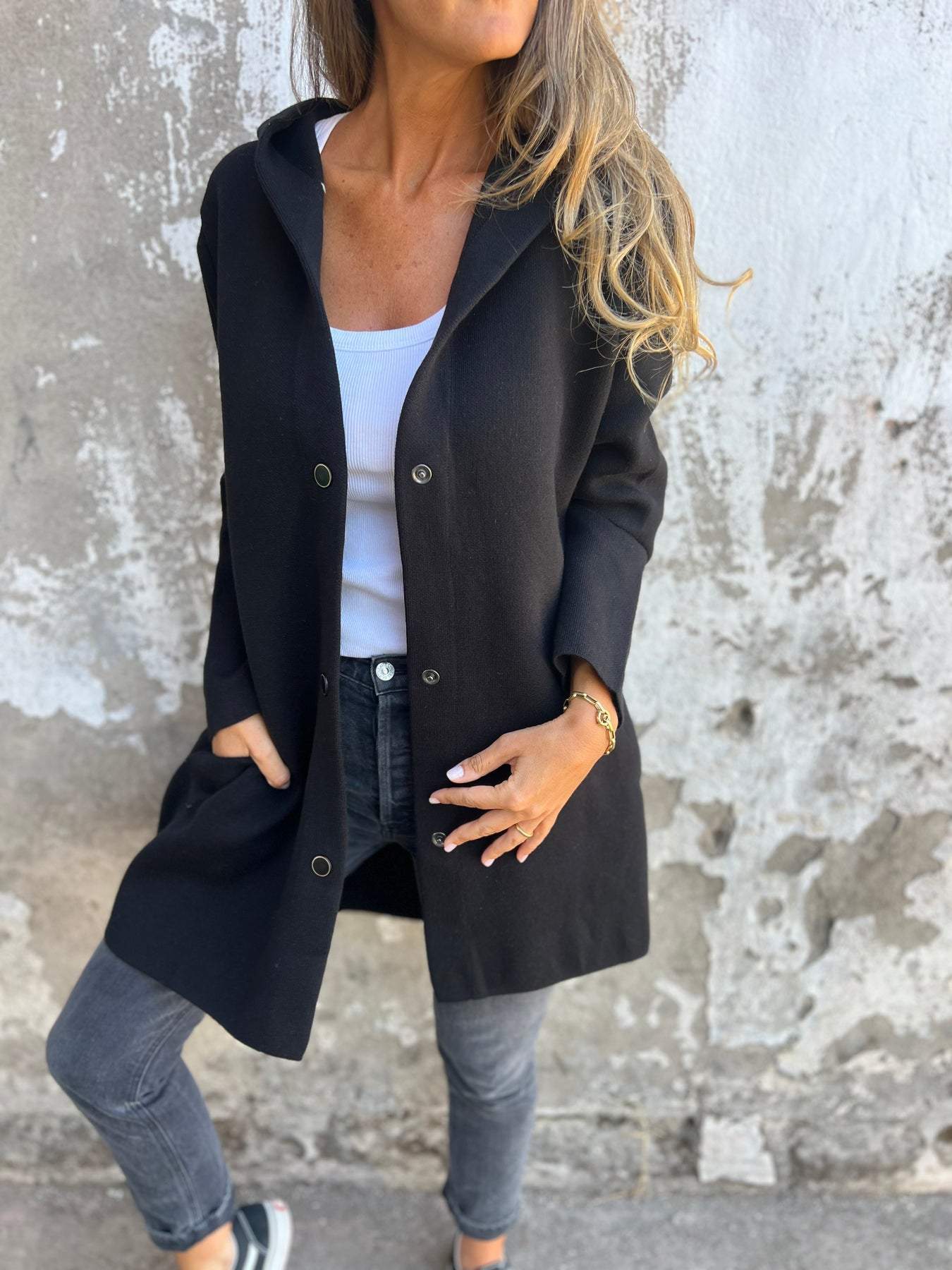 ELISA | Casual single-breasted blazer with hoodie