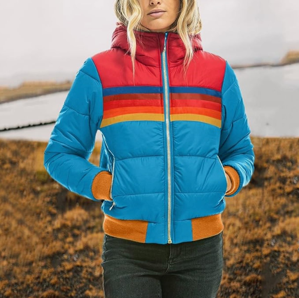 Roswitha - Retro Parka mit Kunstfellkapuze für Damen