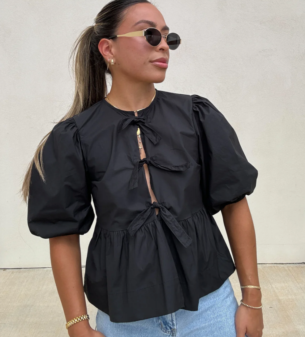 Jemima - Trendy gestreifte Bluse - Puffärmel