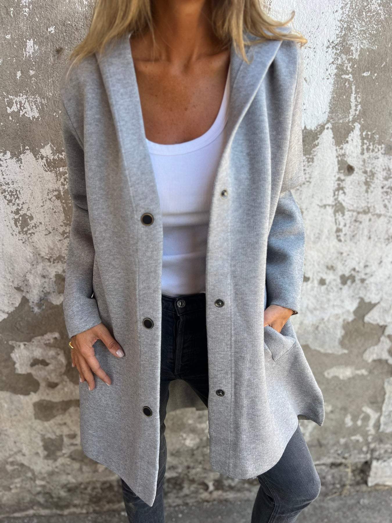 ELISA | Casual single-breasted blazer with hoodie