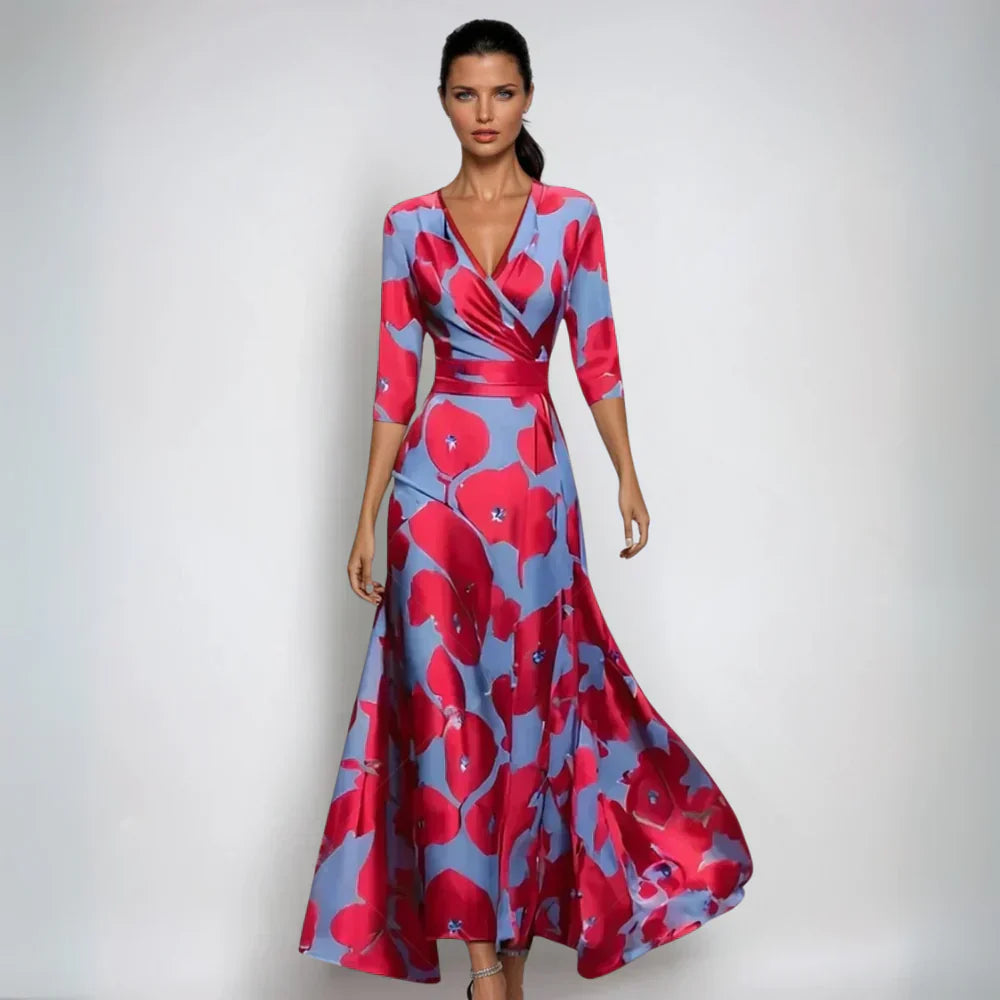Elegant Floral Wrap Maxi Dress for Summer