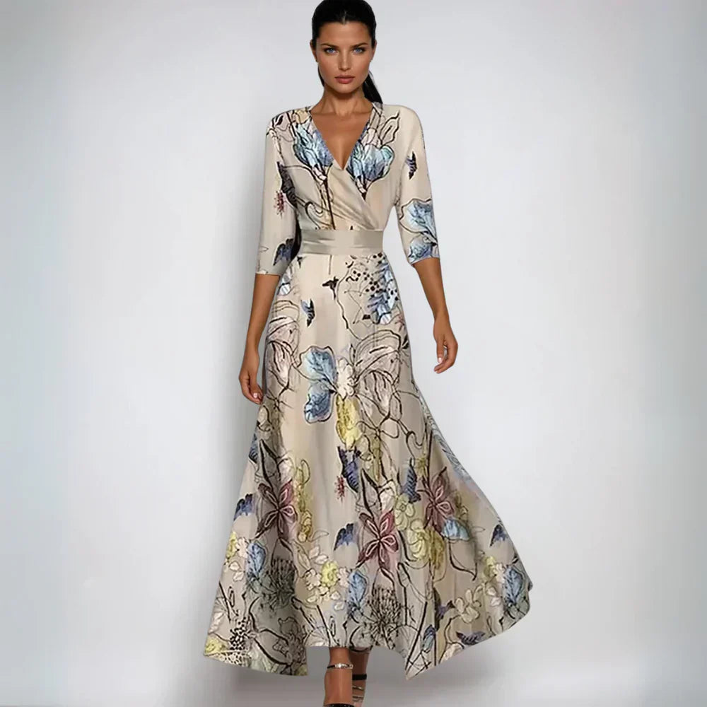 Elegant Floral Wrap Maxi Dress for Summer