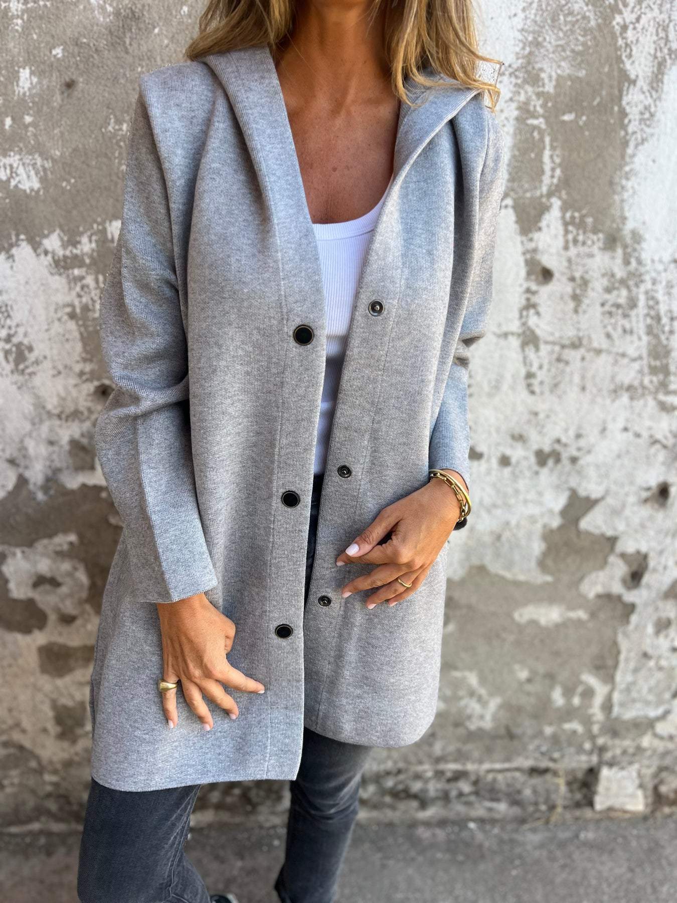 ELISA | Casual single-breasted blazer with hoodie