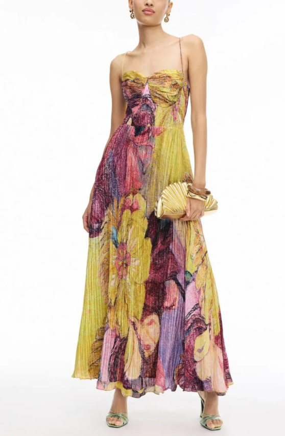Floral Print Dress with V-Neck and Short Sleeves for Women