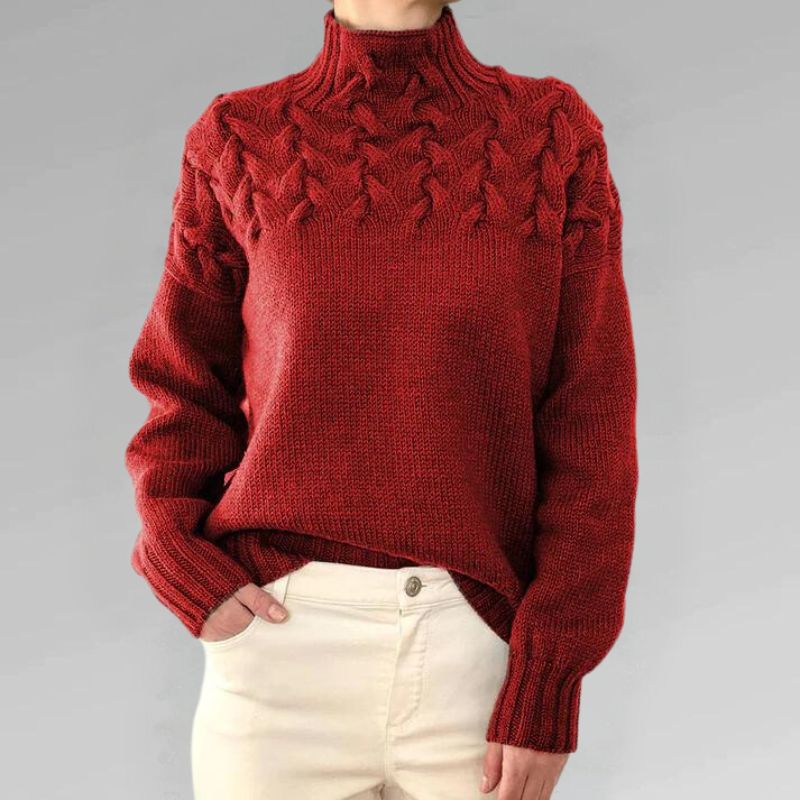 Babette™ | Gemütlicher Strickpullover mit Rollkragen und grobem Zopfmuster