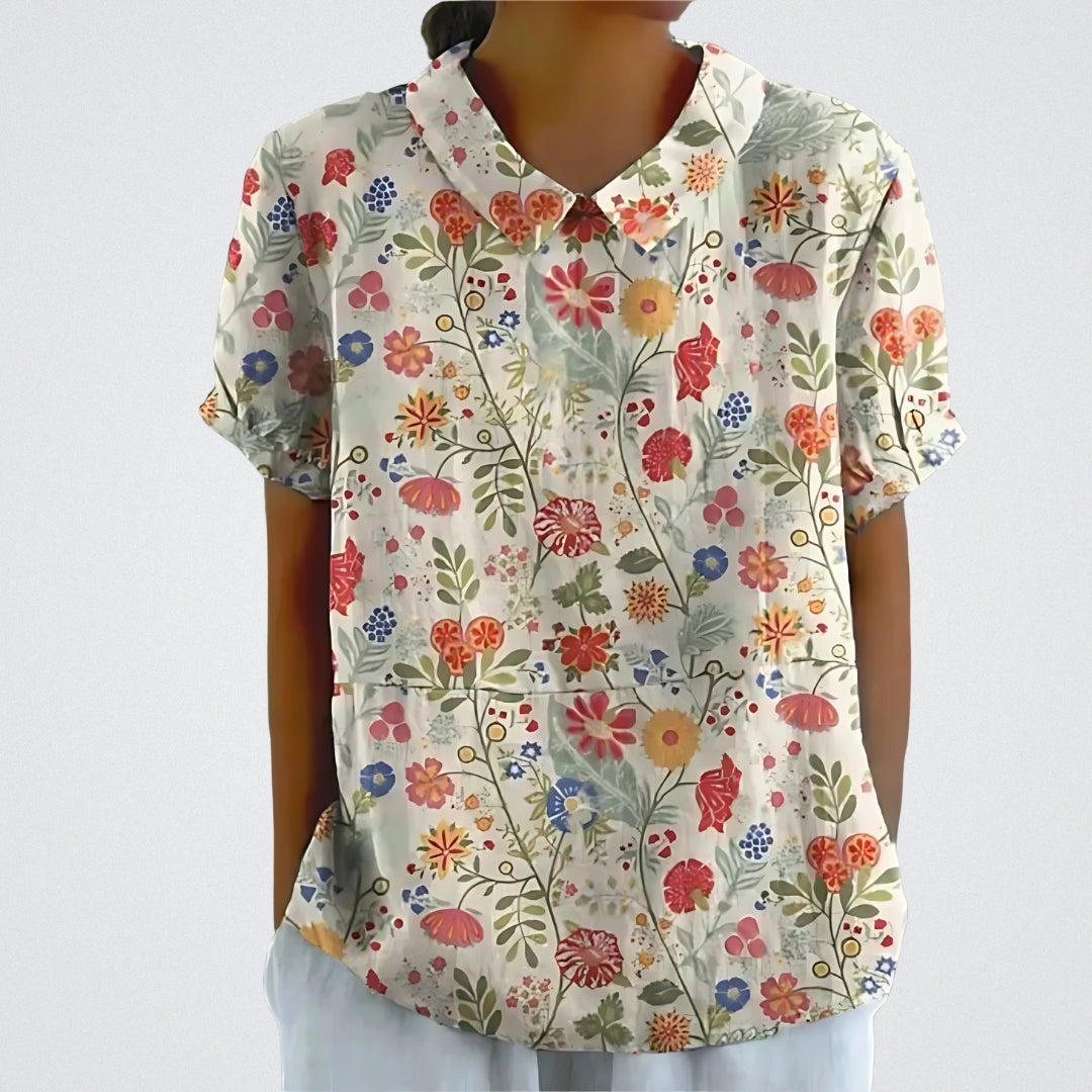 Women's Linen Short Sleeve Blouse Lightweight Summer Top