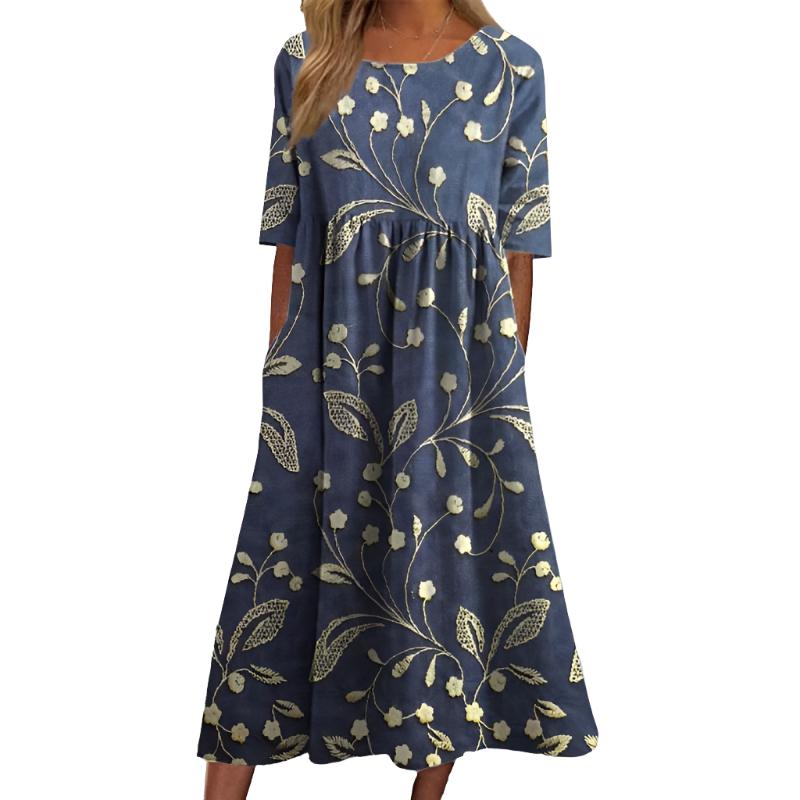 Women’s Maxi Dress with Embroidery – Floral Style