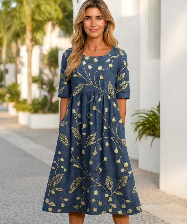 Women’s Maxi Dress with Embroidery – Floral Style