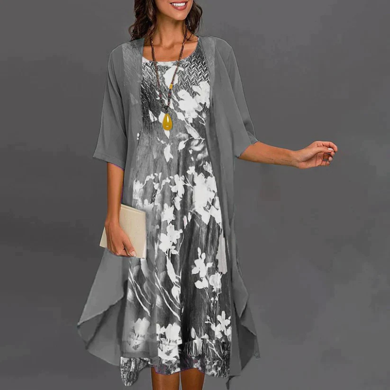Women’s Mini Dress with Floral Print and Blazer