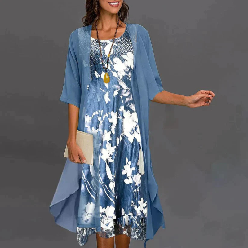 Women’s Mini Dress with Floral Print and Blazer