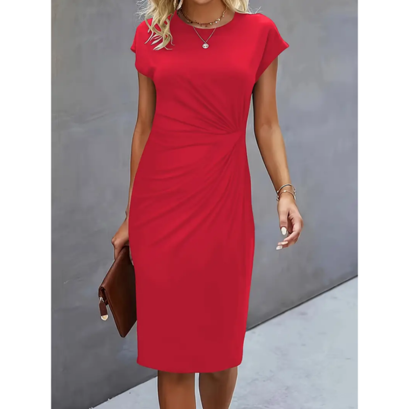 Women’s Short Sleeve Midi Dress – Formal Style