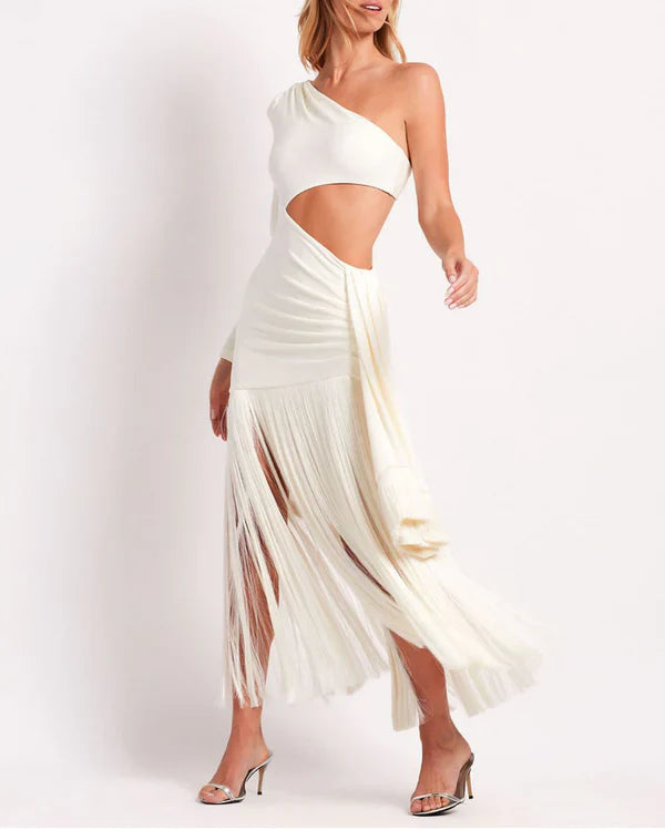 Women's Sleeveless Cut-Out Evening Dress with Side Slit