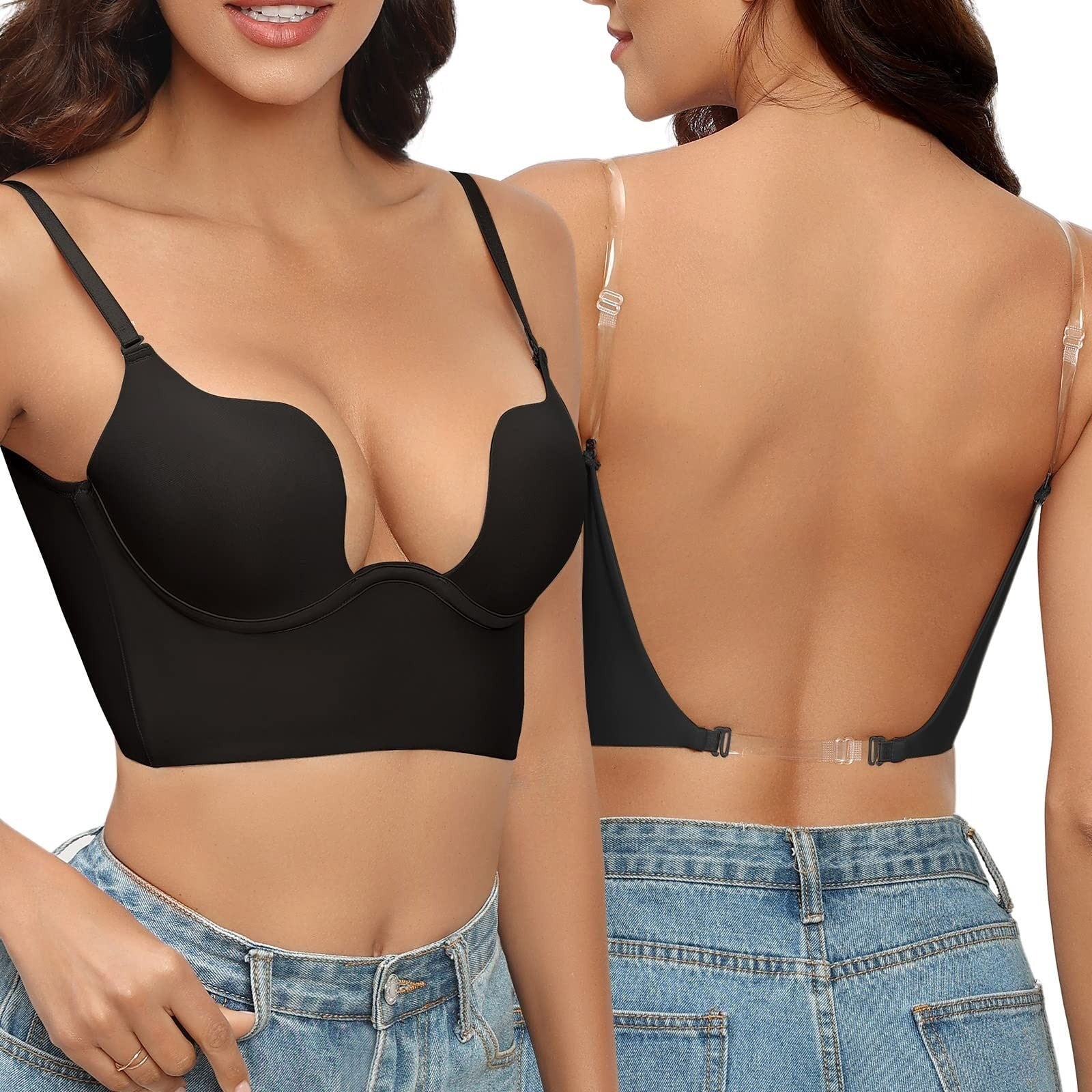Women's Strap-Free Backless Bra with Invisible Support Design