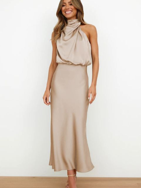 Women's V-Neck Cocktail Dress with Sleeveless Fit for Evening Wear